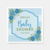 Serviette En Papier Bleu et Rose Baby shower garçon (Devant)