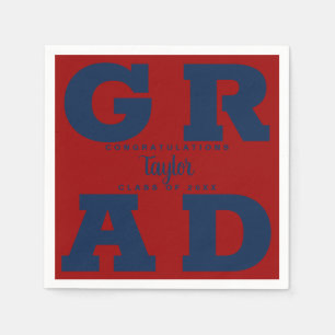 Serviette En Papier Bleu et rouge foncé Graduation