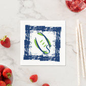 Serviette En Papier Bleu et vert Cocktail serviettes-initial bleu (En situation)