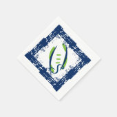 Serviette En Papier Bleu et vert Cocktail serviettes-initial bleu (Coin)