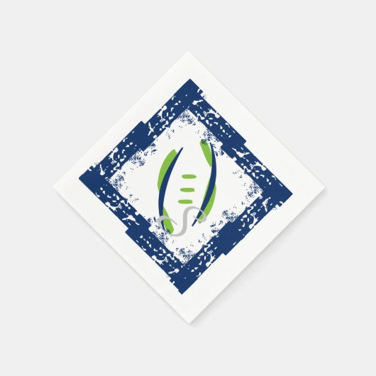 Serviette En Papier Bleu et vert Cocktail serviettes-Initiale (Coin)