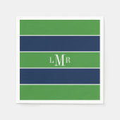 Serviette En Papier Bleu et vert et Monogramme (Devant)