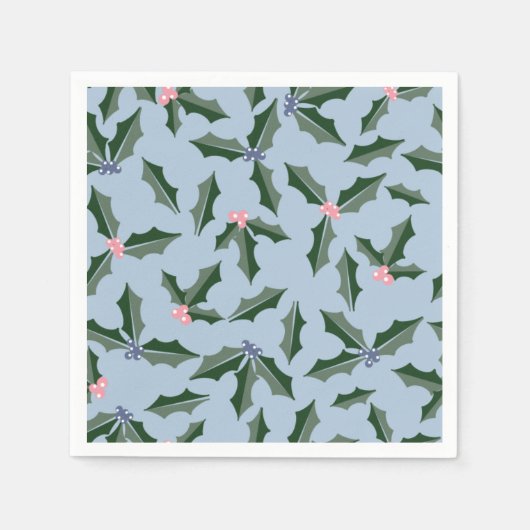 Serviette En Papier Bleu et vert Holly (Devant)