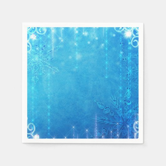 Serviette En Papier Bleu étincelant glace gelée Fête des mariées d'hiv (Devant)
