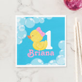 Serviette En Papier Bleu Fille Canard en caoutchouc Anniversaire perso