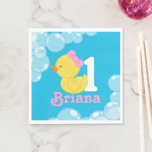 Serviette En Papier Bleu Fille Canard en caoutchouc Anniversaire perso