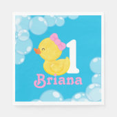 Serviette En Papier Bleu Fille Canard en caoutchouc Anniversaire perso (Devant)