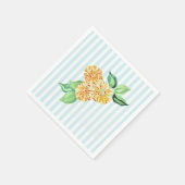 Serviette En Papier Bleu Fleur Jaune Bande (Coin)