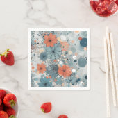 Serviette En Papier Bleu floral (En situation)
