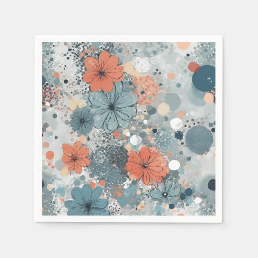 Serviette En Papier Bleu floral (Devant)