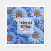 Serviette En Papier Bleu floral bleu tournesol bleu marguerites motif (Devant)