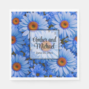 Serviette En Papier Bleu floral bleu tournesol bleu marguerites motif