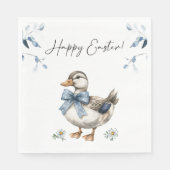 Serviette En Papier Bleu floral Canard Pâques (Devant)