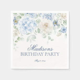Serviette En Papier Bleu Floral Hydrangea Botanique Fleurs Anniversair