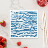 Serviette En Papier Bleu Fluide Art Marbre pour peinture rayé (En situation)