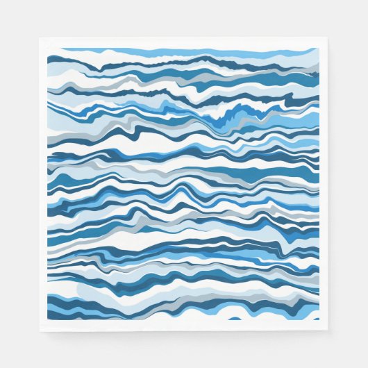 Serviette En Papier Bleu Fluide Art Marbre pour peinture rayé (Devant)