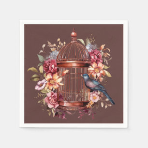 Serviette En Papier Bleu foncé Auburn Brown Bleu Oiseau Douche