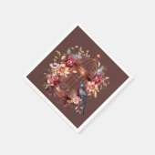 Serviette En Papier Bleu foncé Auburn Brown Bleu Oiseau Douche (Coin)