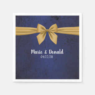 Serviette En Papier Bleu foncé avec Bow or