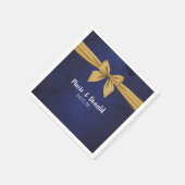 Serviette En Papier Bleu foncé avec Bow or (Coin)