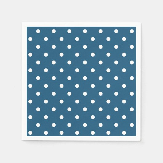 Serviette En Papier Bleu foncé avec Pois (Devant)
