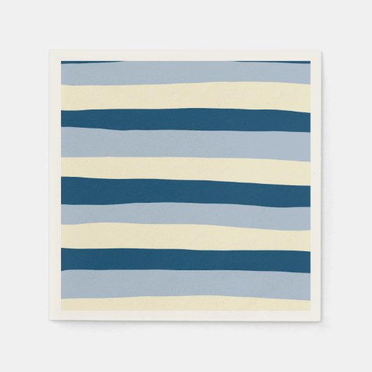 Serviette En Papier Bleu foncé, Bleu clair et Crème (Devant)