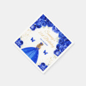 Serviette En Papier Bleu foncé Blonde cheveux Princess Anniversaire (Coin)