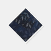 Serviette En Papier Bleu foncé Botanique Feuille Moderne Chic Mariage (Coin)