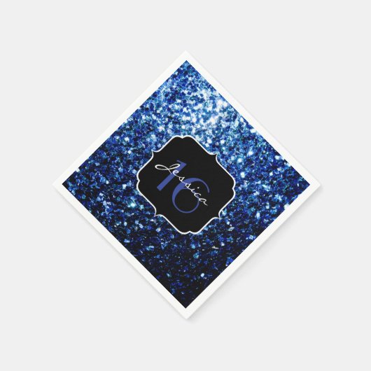 Serviette En Papier Bleu foncé brillant parties scintillant brillant d (Coin)