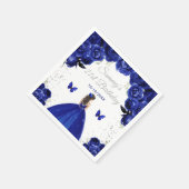 Serviette En Papier Bleu foncé Brunette Cheveux Princesse Anniversaire (Coin)