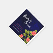 Serviette En Papier Bleu foncé et fleur Rose de corail (Coin)