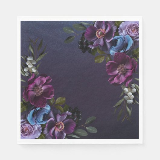 Serviette En Papier Bleu foncé et violet Moody Bridal Brunch (Devant)