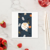 Serviette En Papier Bleu foncé mignon Citrouille Fantôme Lune Hallowee (En situation)