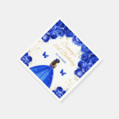 Serviette En Papier Bleu foncé Peau foncée Princesse Anniversaire (Coin)
