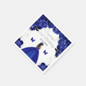 Serviette En Papier Bleu foncé Peau foncée Princesse Anniversaire (Coin)