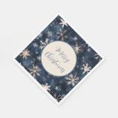 Serviette En Papier Bleu foncé simple avec flocons de neige (Coin)