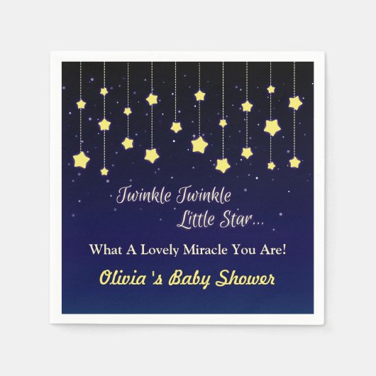 Serviette En Papier Bleu foncé Twinkle Little Star Baby shower Fournit (Devant)