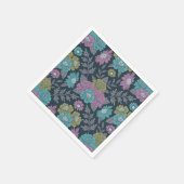 Serviette En Papier Bleu foncé, vert et violet (Coin)