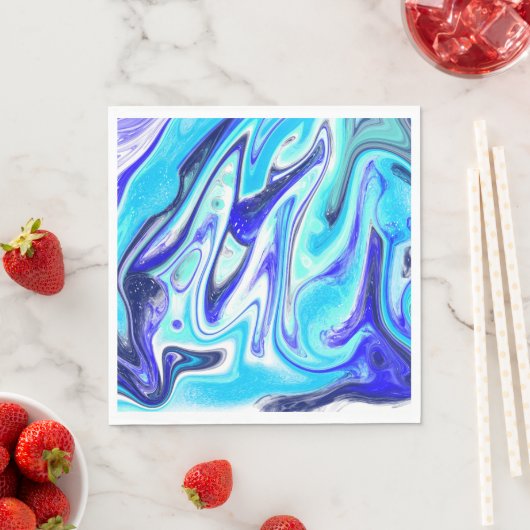 Serviette En Papier Bleu fondu | Marble Fluid Art (En situation)
