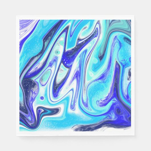 Serviette En Papier Bleu fondu | Marble Fluid Art (Devant)