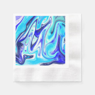 Serviette En Papier Bleu fondu   Marble Fluid Art