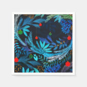 Serviette En Papier Bleu Frosty Forêt de Noël (Devant)