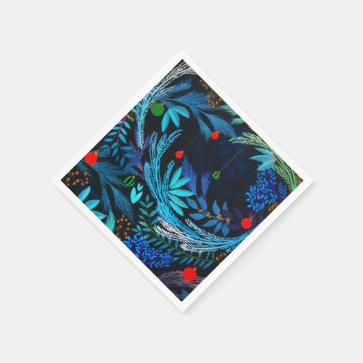 Serviette En Papier Bleu Frosty Forêt de Noël (Coin)