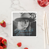 Serviette En Papier Bleu | Graduation de la photo de script élégant (En situation)