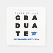 Serviette En Papier Bleu Gras Lettres et Casquette (Devant)