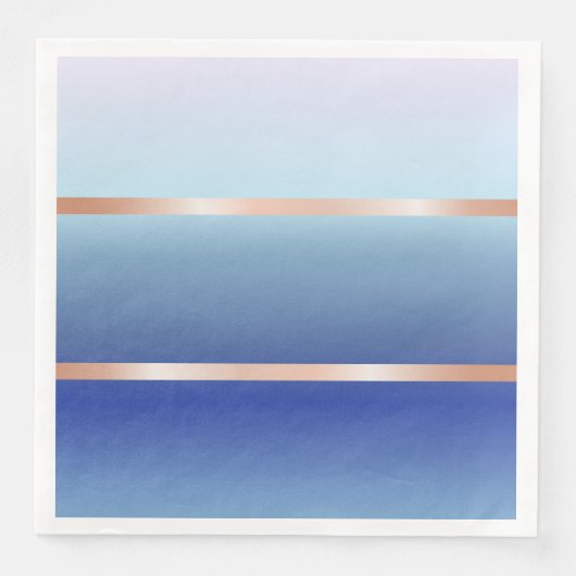 Serviette En Papier Bleu Grille Or rose (Devant)