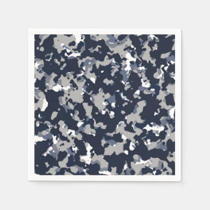 Serviette En Papier Bleu Gris Blanc Camouflage Camo Motif Fête