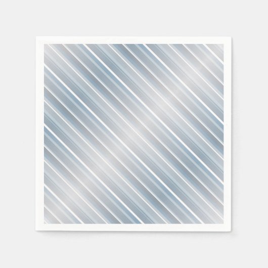 Serviette En Papier Bleu gris rayé élégant (Devant)