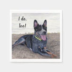Serviette En Papier Bleu Heeler Cocktail serviettes