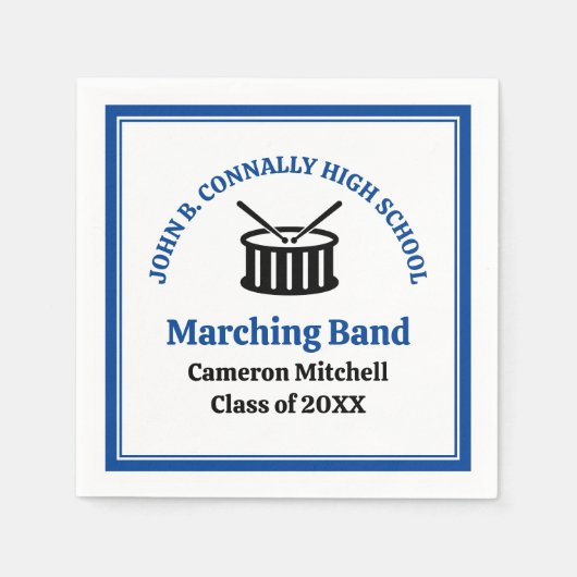 Serviette En Papier Bleu High School Marching Band Graduation Party (Devant)
